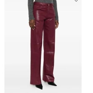 L'AGENCE Burgundy Wide-Leg Pants